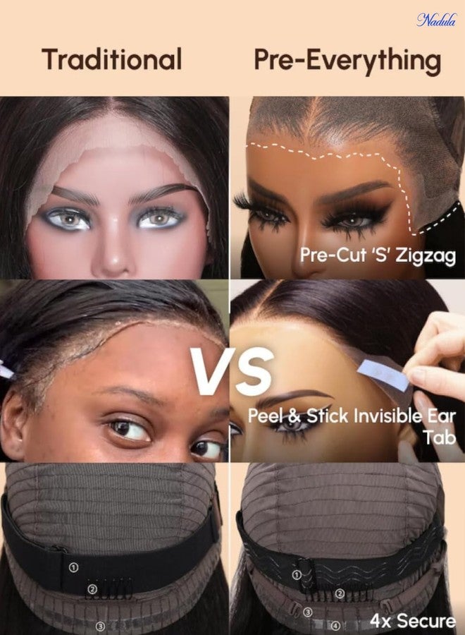 Nadula Balayage Brown Short Bob Glueless Wig Human Hair Loose Wave Chestnut Brown 13x4 HD Lace Front Wig Pre Plucked, Pre Cut Lace, Bleached Knots, Ready to Wear 150% Density 12 inch - Image 4